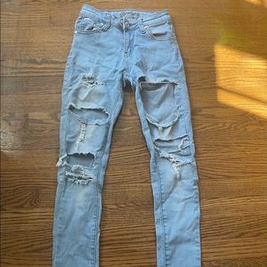 Bamboo distressed light wash jeans